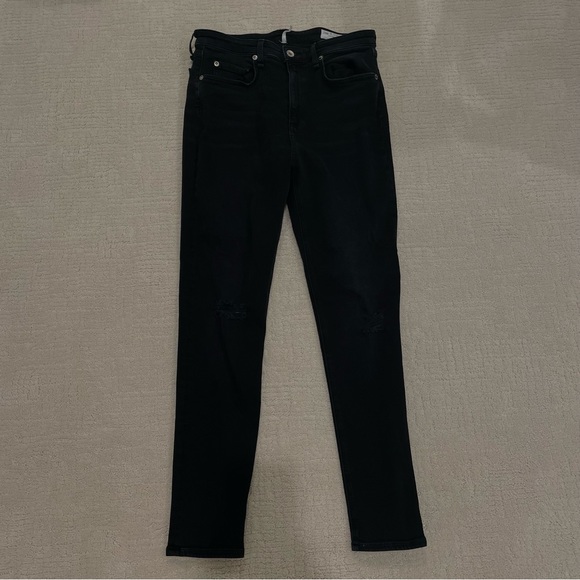 rag & bone Denim - Rag & Bone Nina High Waist Ankle Skinny Distressed Black Jeans - Size 30, EUC